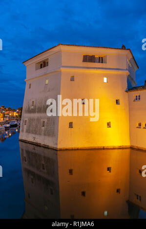 Tower of the city wall at the bridge Pont de la Poteme, Port Grimaud, Var, Provence-Alpes-Cote d`Azur, France, Europe Stock Photo